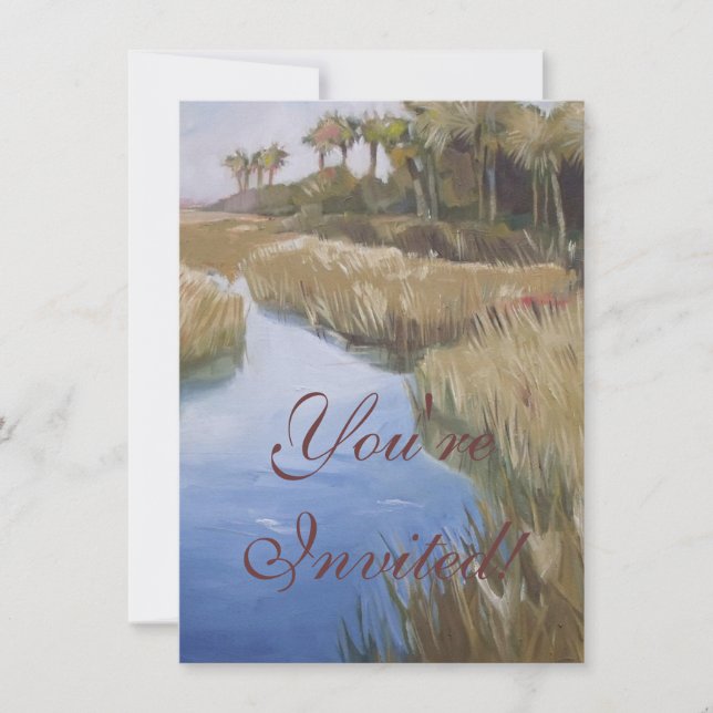 Florida marshland wilderness grasses and palm tree invitation (Front)