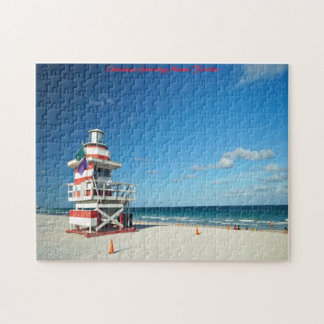 Florida Miami Beach. Christmas Greetings Jigsaw Puzzle (Horizontal)