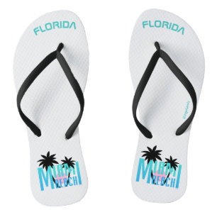 Florida Miami Beach Fun Palm Cool Sun Flip Flops