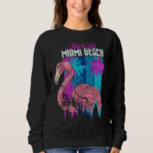 Florida Miami Beach Retro Flamingo Palm Trees Vapo Sweatshirt