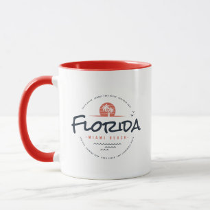 Florida Miami Beach Retro Sunset Palm Tropical Des Mug