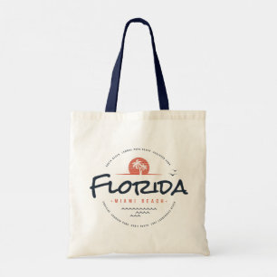 Florida Miami Beach Retro Sunset Palm Tropical Des Tote Bag