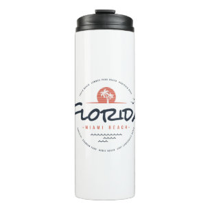 Florida Miami Beach Retro Sunset Palm Tropical Thermal Tumbler