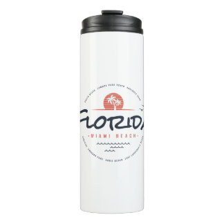 Florida Miami Beach Retro Sunset Palm Tropical Thermal Tumbler