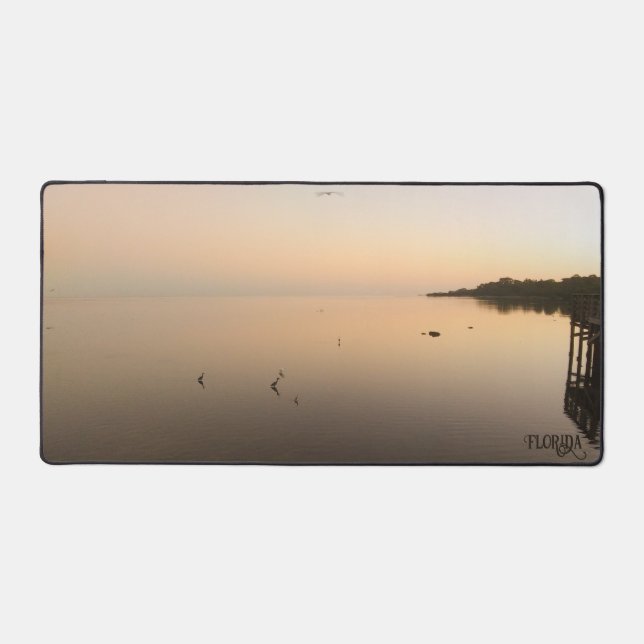 Florida Mirror Still Ocean Sunrise Natural Photo Desk Mat (Front)