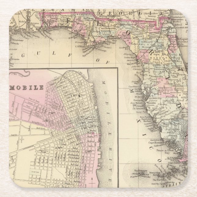 Florida, Mobile Square Paper Coaster (Front)