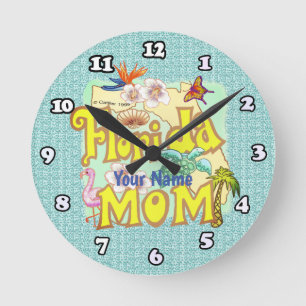 Florida Mum  Round Clock