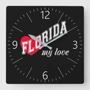 Florida my love square wall clock