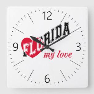 Florida my love square wall clock