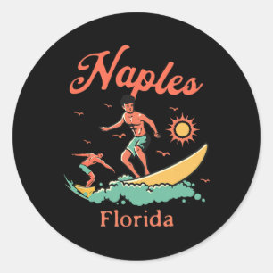 Florida Naples Fl Surfer Surfing Beach Fishing Pie Classic Round Sticker
