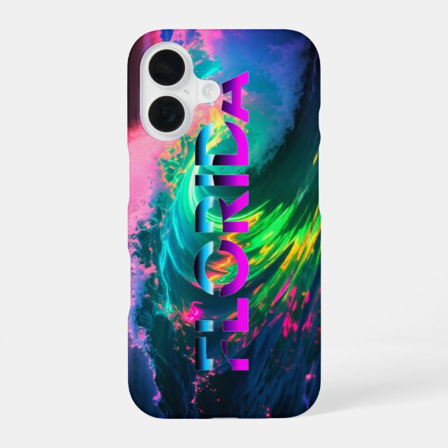 Florida – Neon Wave Vibes iPhone 16 Case (Back)