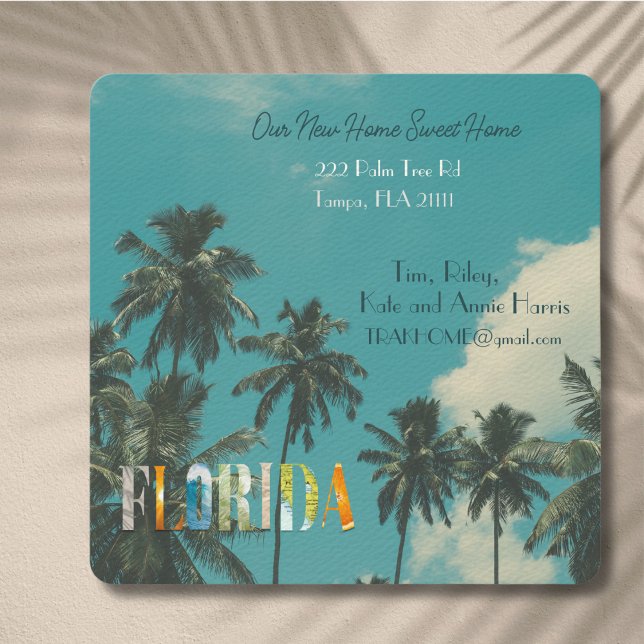 Florida New Home Change of Address Postcard (Moving to Florida? Send your friends and family a beautiful personalized announcement!)