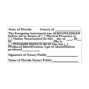 Florida Notary Acknowledgement Self Inking Stamp