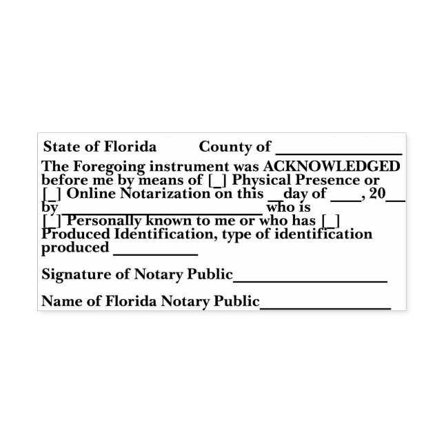 Florida Notary Acknowledgment Self Inking Stamp (Design)
