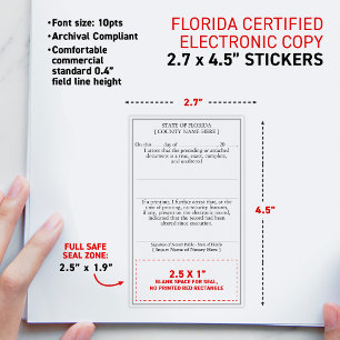 FLORIDA Notary Attested Certified Electronic Copy Rectangular Sticker