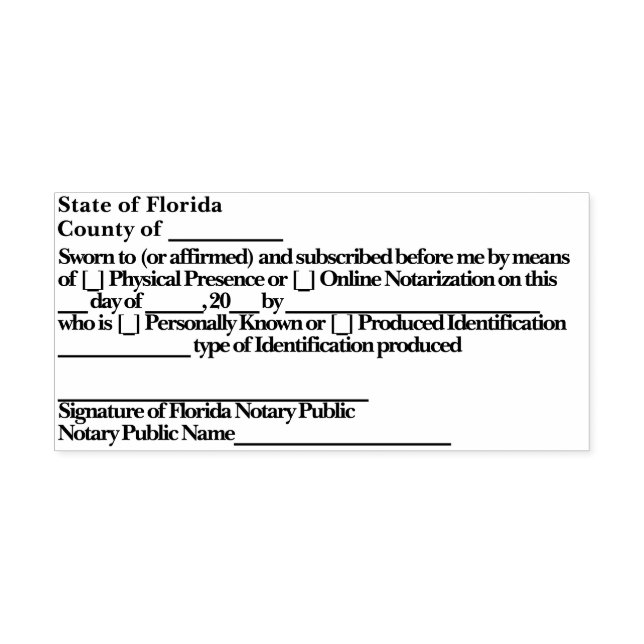 Florida Notary Jurat Self Inking Stamp (Design)