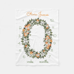 Florida Orange Baby Milestone Monthly Baby Blanket