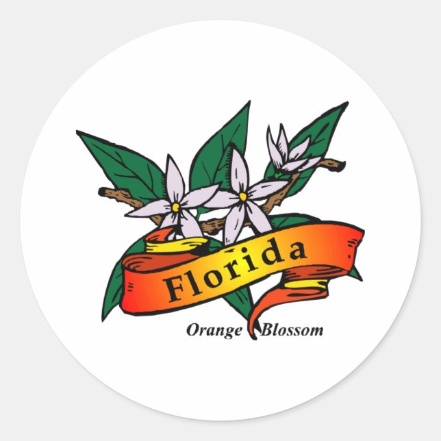 Florida Orange Blossom Classic Round Sticker (Front)