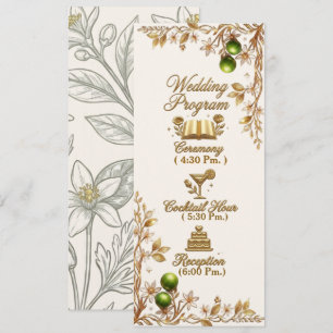 Florida Orange Blossom Gold Elegant Wedding Prg  Program
