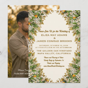 Florida Orange Blossom Photo Wedding Invitation