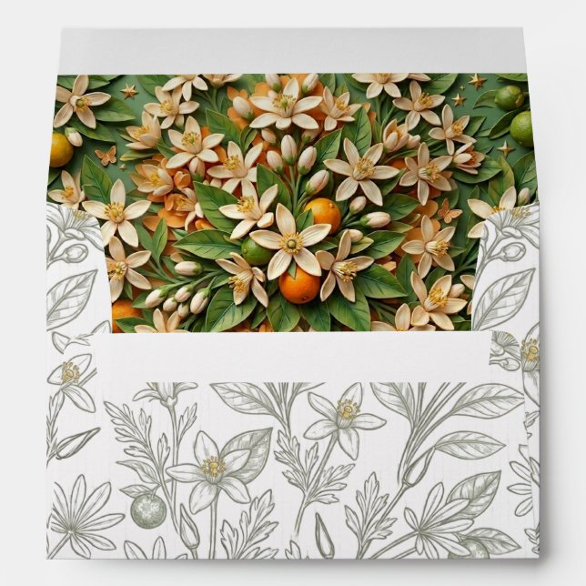 Florida Orange Blossom Wedding Invitation Envelope (Back (Bottom))
