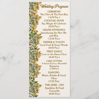 Florida Orange Blossom Wedding Program Card