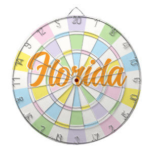 Florida Orange Text on White And Pastel Colours Dartboard