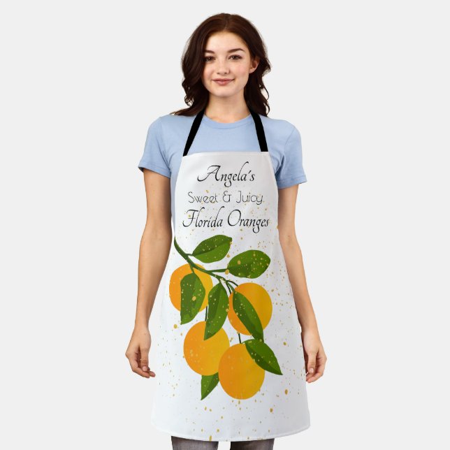 Florida Oranges Citrus Fruit Patterned Apron (Worn)
