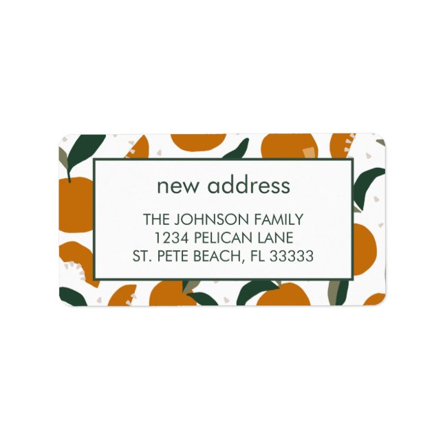 Florida Oranges New Address Announcement Label (Front)