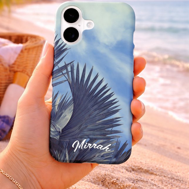 Florida Palm Tree Add Name Phone Case Photography  (Florida Palm Leaves Add Your Name Phone Case)
