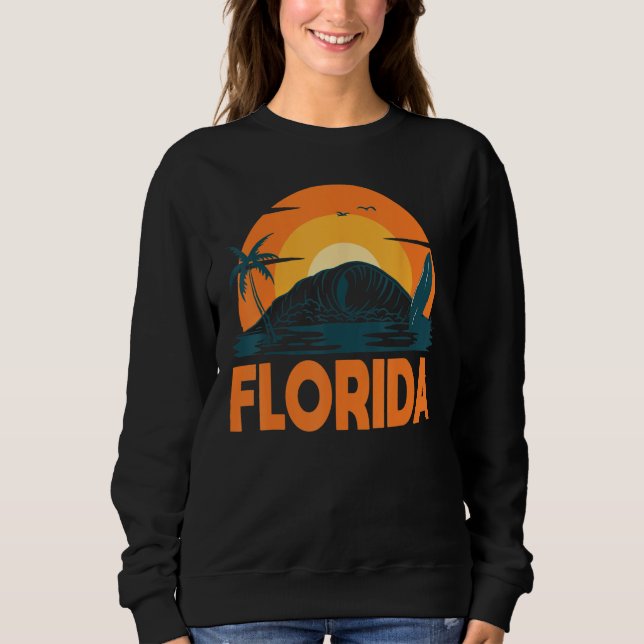 Florida Palm Tree Surf Surfing Beach Island Summer Sweatshirt (Front)