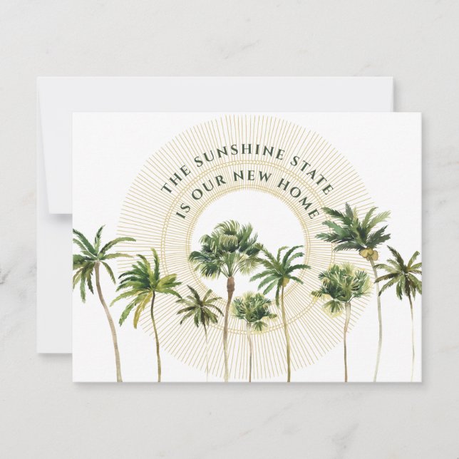 Florida Palm Trees Golden Sun New Address Announce Announcement (Front)