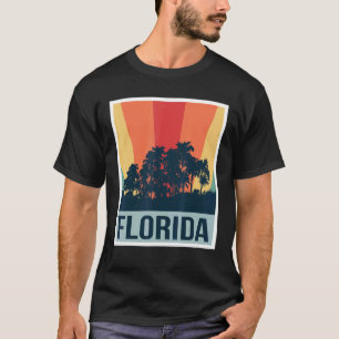 Florida Palm Trees Retro Vintage Skyline Miami Bea T-Shirt