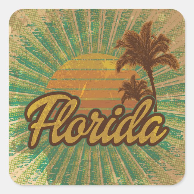 Florida Palm Trees Square Sticker (Front)