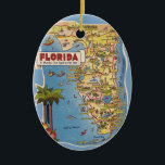 Florida Paradise Custom Ornament<br><div class="desc">Fantastic vintage postcard image of Florida repurposed as an ornament.  Customise the back to say whatever you like or delete the message all together.</div>