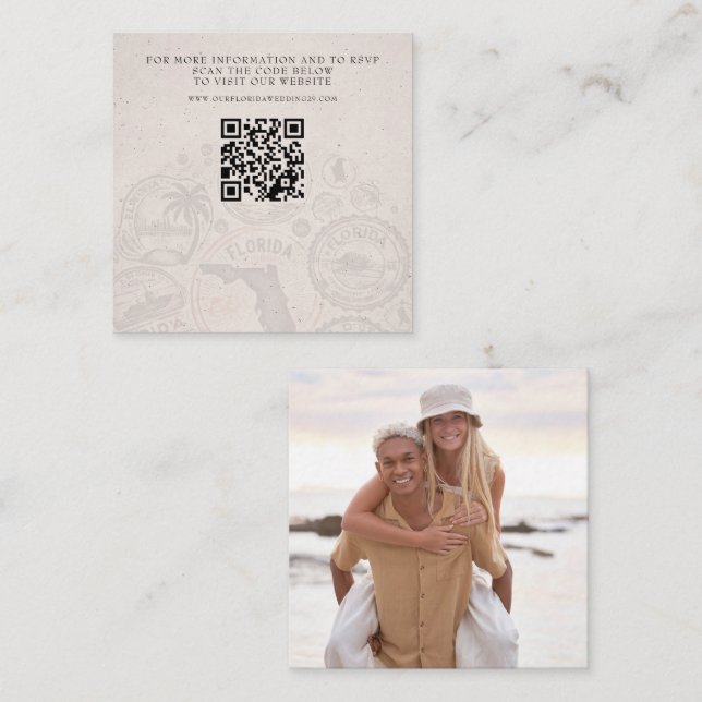 Florida Passport Wedding QR Enclosure Card (Front/Back)