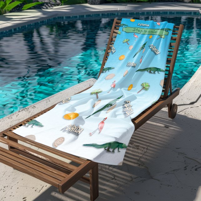 Florida Pattern Personalised Beach Towel (Creator Uploaded)