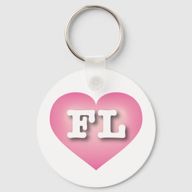 Florida Pink Fade Heart - I love FL Key Ring (Front)