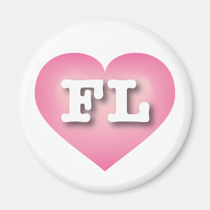 Florida Pink Fade Heart - I love FL Magnet