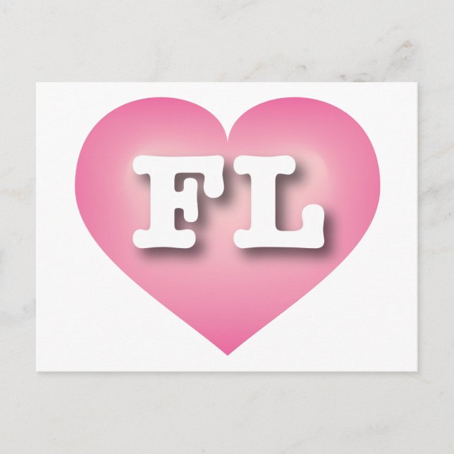 Florida Pink Fade Heart - I love FL Postcard (Front)