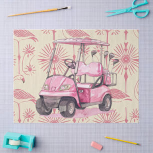 Florida Pink Golf Cart on Florida Flamingo Tissue Paper