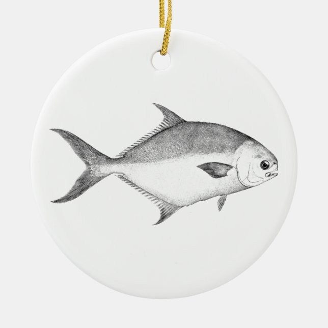 Florida Pompano Logo (line art) Ceramic Ornament (Front)