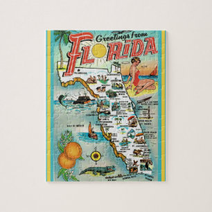 Florida Postcard Map 8x10 Jigsaw Puzzle