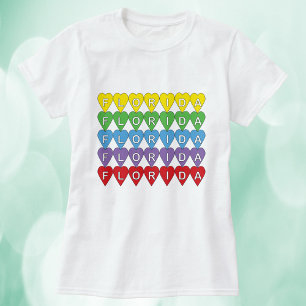 Florida Rainbow Hearts Pattern T-Shirt