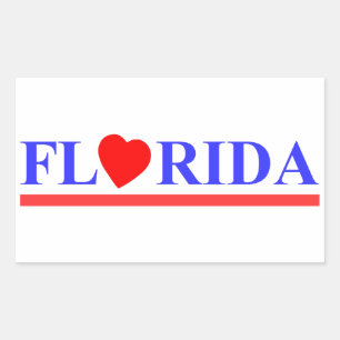 Florida red heart rectangular sticker