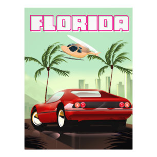 Florida red retro sports car photo print