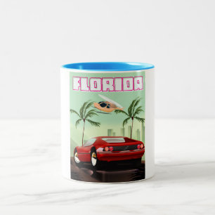 Florida red retro sports car Two-Tone coffee mug