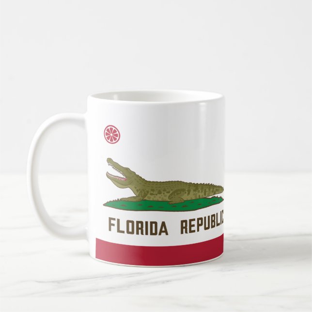 Florida Republic Alligator Flag Crocodile Coffee Mug (Left)