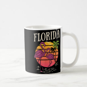 Florida Retro Beach Sunset Palm Tree Pink Flamingo Coffee Mug
