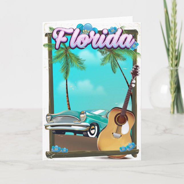 Florida Retro style travel poster Holiday Card (Front)